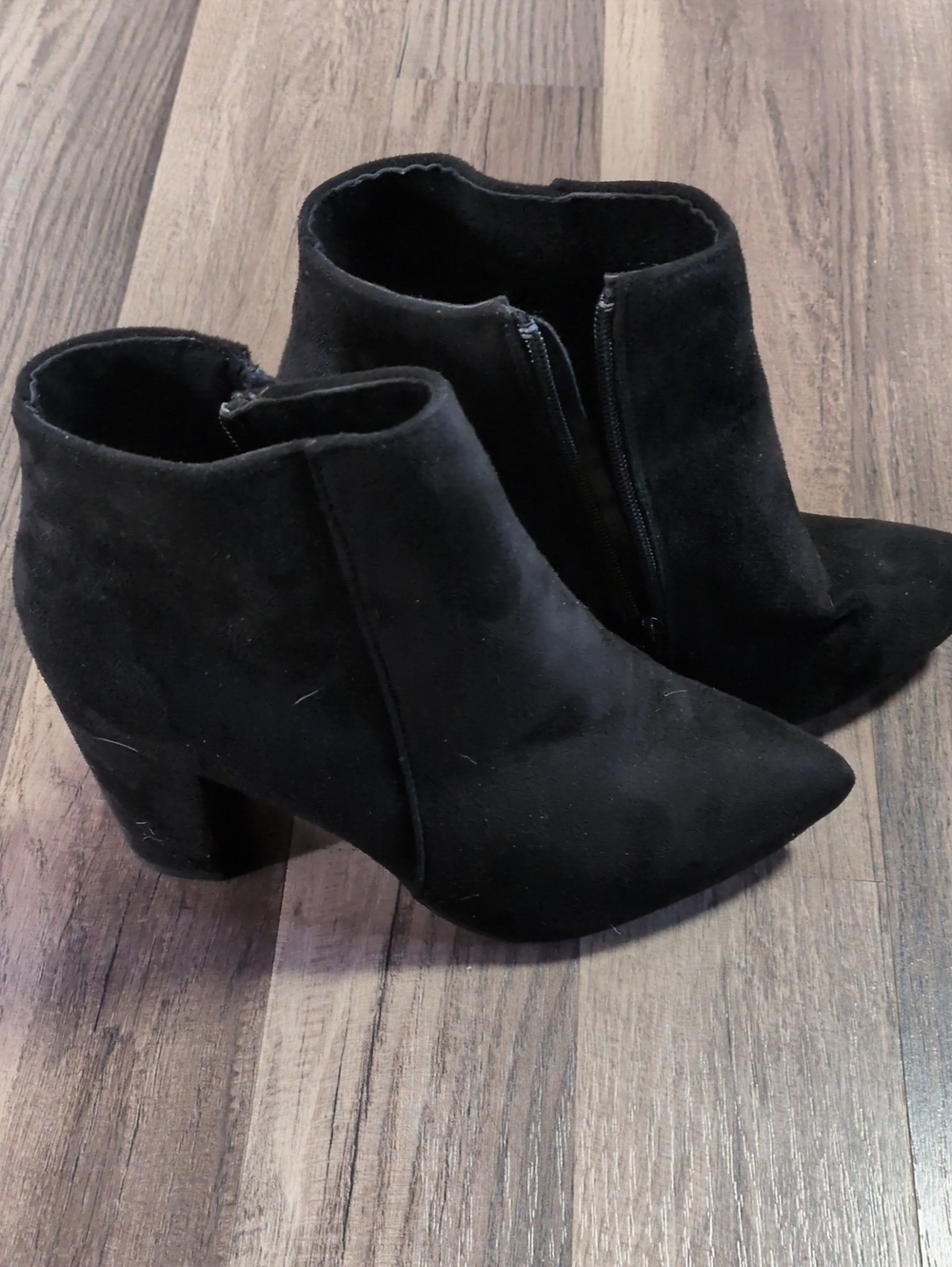 Black Suede Pointed Toe Ankle Boots